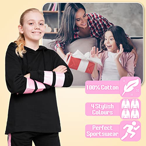 CityComfort Girls Tracksuit 2 Piece Hoodie Jogging Bottoms Activewear Set for Kids Teenagers Cotton Lounge Wear Holographic Soft Breathable Kids Tracksuit (Rose Gold, 9-10 Years)