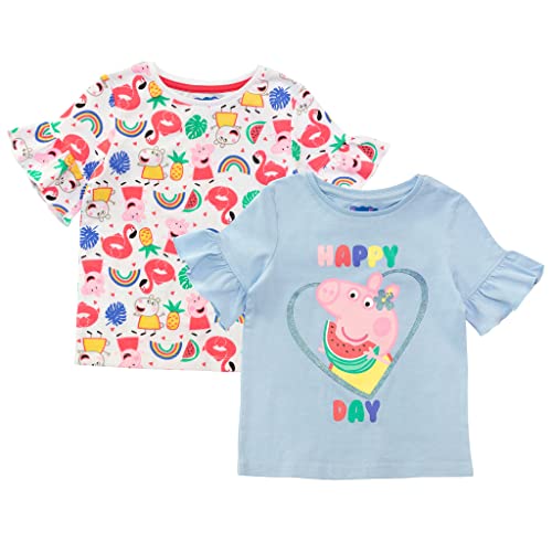 Peppa Pig One in A Melon T-Shirt Twin Pack, Girls, 2-6 Years, Multicoloured, Official Merchandise