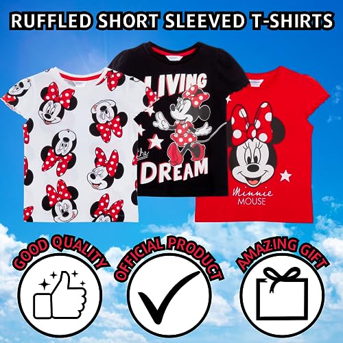 Disney Girls 3 Pack Minnie Mouse T-Shirts 3-4 Years