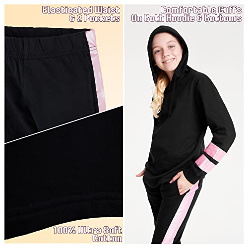 CityComfort Girls Tracksuit 2 Piece Hoodie Jogging Bottoms Activewear Set for Kids Teenagers Cotton Lounge Wear Holographic Soft Breathable Kids Tracksuit (Rose Gold, 9-10 Years)