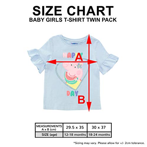Peppa Pig One in A Melon T-Shirt Twin Pack, Girls, 2-6 Years, Multicoloured, Official Merchandise
