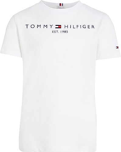 Tommy Hilfiger Kids Unisex Essential Tee Short-Sleeve T-Shirt Crew Neck, White (White), 12 Years