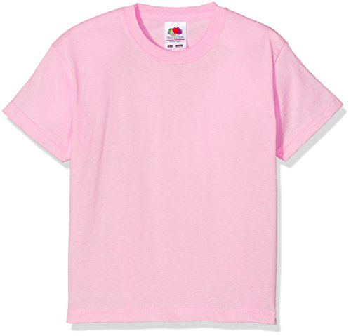 FRUIT OF THE LOOM Unisex Valueweight Short Sleeve T Shirt, Pink (Light Pink), 5-6 Years UK