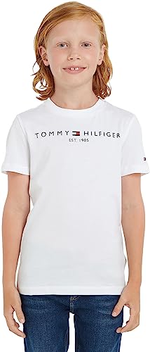 Tommy Hilfiger Kids Unisex Essential Tee Short-Sleeve T-Shirt Crew Neck, White (White), 12 Years