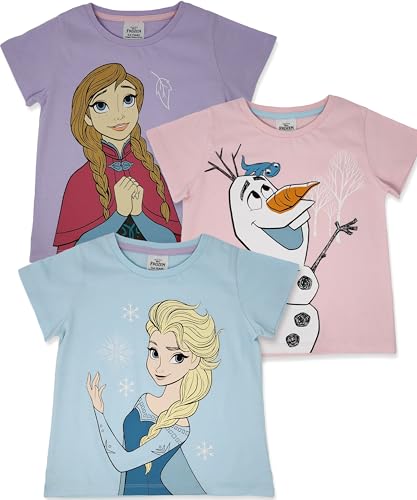 Disney Three Pack 100% Cotton Frozen T Shirts Elsa, Anna, Olaf 2-10yrs (UK, Age, 3 Years, 4 Years, Regular) Multi