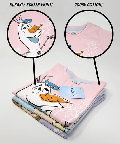 Disney Three Pack 100% Cotton Frozen T Shirts Elsa, Anna, Olaf 2-10yrs (UK, Age, 3 Years, 4 Years, Regular) Multi