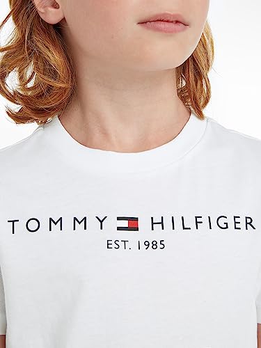 Tommy Hilfiger Kids Unisex Essential Tee Short-Sleeve T-Shirt Crew Neck, White (White), 12 Years