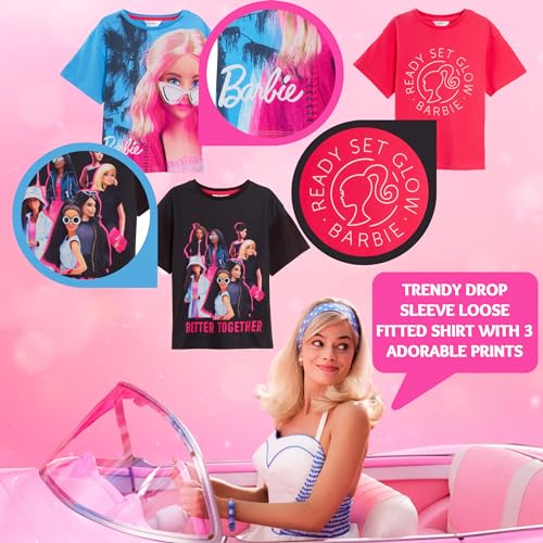 Barbie Girls 3 Pack T-Shirts 11-12 Years Pink