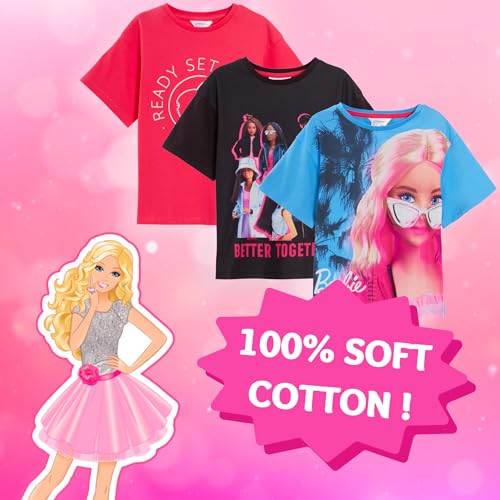 Barbie Girls 3 Pack T-Shirts 11-12 Years Pink