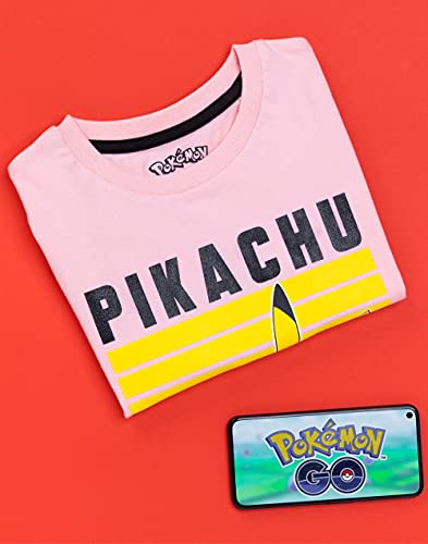 Pokemon T-Shirt for Girls | Kids Pikachu Game Pink Character Top | Gamer Clothing Merchandise 7-8 Years