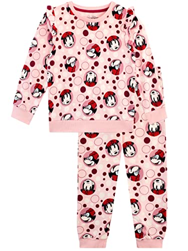 Disney Girls Minnie Mouse Sweatshirt and Joggers Set 2 Piece Outfit Set for Kids Pink 3-4 Years