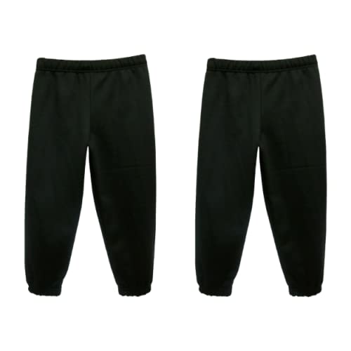 L S U Girls Boys Kids Pack of Two Jogging Bottoms School PE Sports Fleece Joggers (3-4 Years, Black)
