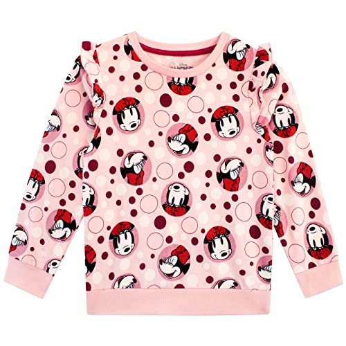 Disney Girls Minnie Mouse Sweatshirt and Joggers Set 2 Piece Outfit Set for Kids Pink 3-4 Years