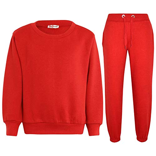 A2Z 4 Kids Plain Tracksuit Jumper Sweatshirt Set with Jogger Bottoms PE School Sports Activewear Set Girls Boys Children Age 2-13 years