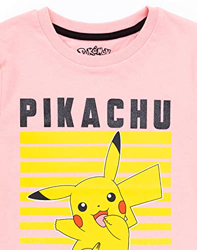Pokemon T-Shirt for Girls | Kids Pikachu Game Pink Character Top | Gamer Clothing Merchandise 7-8 Years