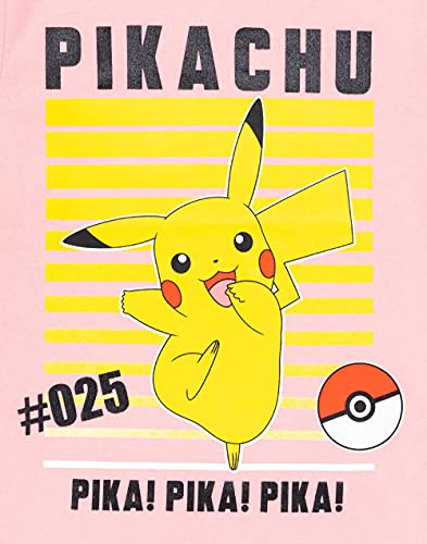 Pokemon T-Shirt for Girls | Kids Pikachu Game Pink Character Top | Gamer Clothing Merchandise 7-8 Years