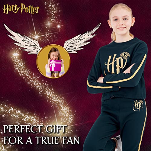 Harry Potter Girls Tracksuit, Sweatshirt and Joggers Set for Kids and Teens (Black, 13-14 Years)