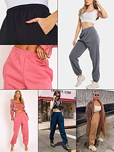 Love My Fashions Women's Plain Gym Sport Jogger Sweatpants & Winters Joggers Pockets Pants and Baggy Elastic Waist Trousers for Casual Hip Hop, Gym and Jogging Baby Pink