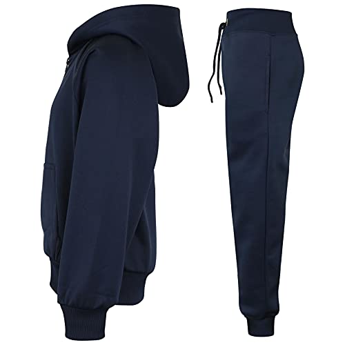 A2Z 4 Kids Plain Girls Boys Tracksuit Hoodie with Jogger Activewear Set - T.S Plain 109 Navy 7-8