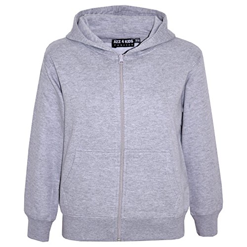 A2Z 4 Kids Girls Boys Unisex Plain Tracksuit Hoodie with Joggers - Plain Tracksuit Grey 7-8