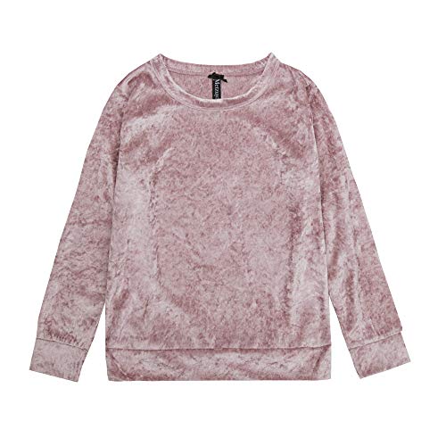 Metzuyan Girls Crushed Velvet Lounge Set Sweatshirt Jumper Joggers Tracksuit Bottoms Cuff 9-10 Pink