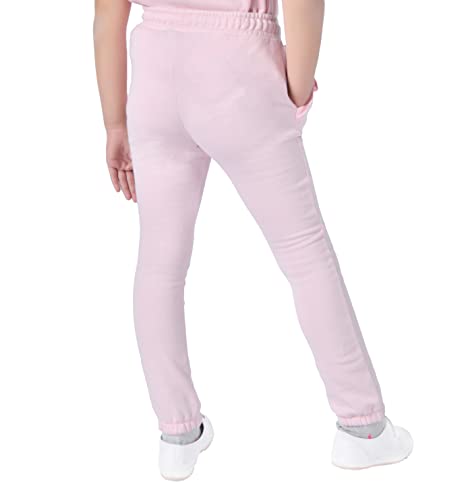 M17 Kids Girls Slim Leg Frill Fleece Jogging Bottoms Casual Pants School PE Sports Trousers Joggers with Pockets - Pink - (13-14 Years)