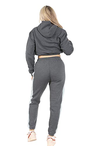 Bahob® Women’s Sportswear Set, 2 Pcs Women Tracksuit Hoodie Crop Top and Joggings Pants Leggings Yoga Gym Wear Tracksuits Activewear Set XS to XXL (WCTS-103-D, XXL)