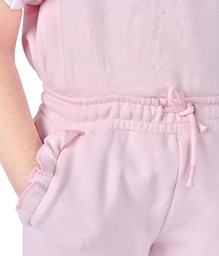 M17 Kids Girls Slim Leg Frill Fleece Jogging Bottoms Casual Pants School PE Sports Trousers Joggers with Pockets - Pink - (13-14 Years)