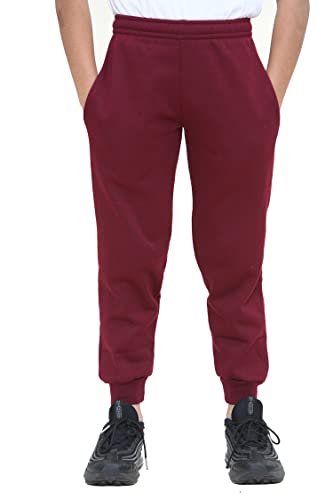 KHIM Fleece Jogging Bottom Trouser Tracksuit PE School Kids Unisex Girls Boys Activewear Age 2-18 Years Maroon