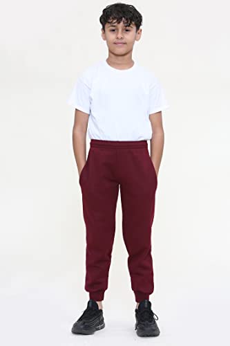 KHIM Fleece Jogging Bottom Trouser Tracksuit PE School Kids Unisex Girls Boys Activewear Age 2-18 Years Maroon