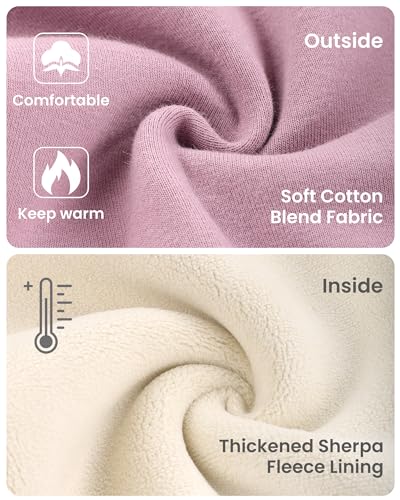 Auranso Girls Fleece Lined Thermal Sherpa-Lined Leggings Cotton Kids Winter Thick Warm Cartoon Bunny Embroidery Trousers Pink, 6-7 Years