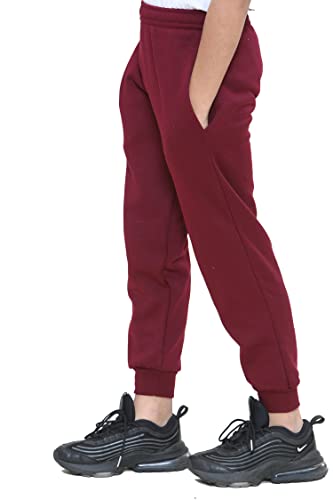 KHIM Fleece Jogging Bottom Trouser Tracksuit PE School Kids Unisex Girls Boys Activewear Age 2-18 Years Maroon