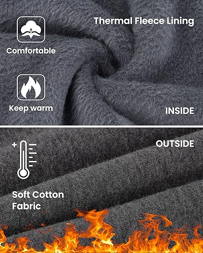 Auranso Girls Fleece Lined Thermal Leggings Cotton Winter Warm Thick Trousers Tights for Kids Deep Grey, 11-13 Years