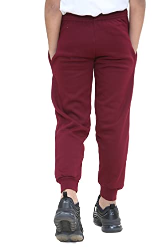 KHIM Fleece Jogging Bottom Trouser Tracksuit PE School Kids Unisex Girls Boys Activewear Age 2-18 Years Maroon