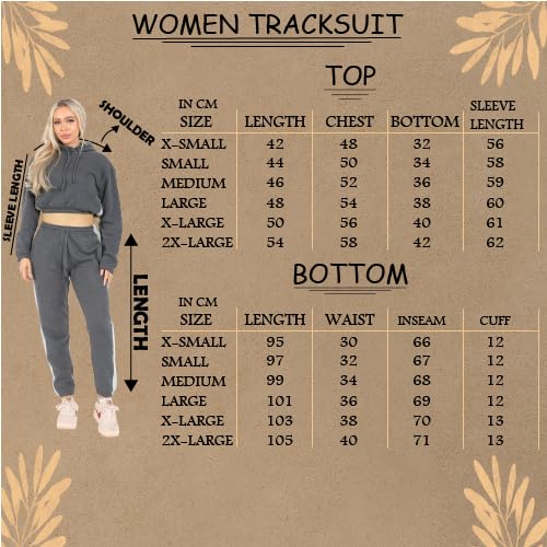 Bahob® Women’s Sportswear Set, 2 Pcs Women Tracksuit Hoodie Crop Top and Joggings Pants Leggings Yoga Gym Wear Tracksuits Activewear Set XS to XXL (WCTS-103-D, XXL)
