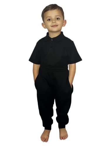 Boys Girls Kids Plain Jogging Sports Tracksuit Bottoms Joggers PE School [5-6 Years,Black]