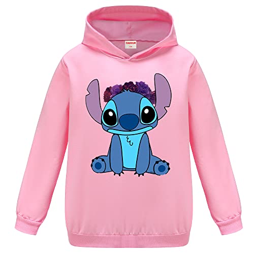 OAIXIUR Kids Tracksuits Blue Cat Printing Hoodie & Joggers 2-piece Clothing Sets Sportswear (Light Pink,7-8 Years,7 Years,8 Years)
