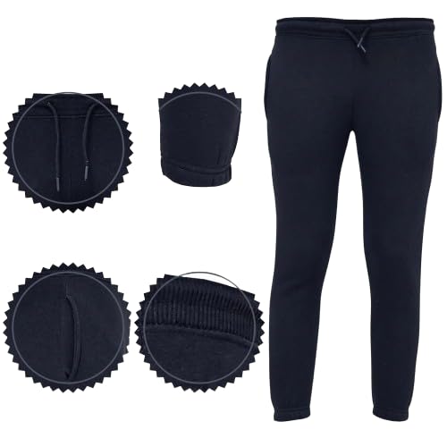 Kid's Jogger Sweatpants, Soft Cotton Pants, Athletic and Lightweight Pants for Boys and Girls (UK, Age, 5 Years, 6 Years, Regular, Black)