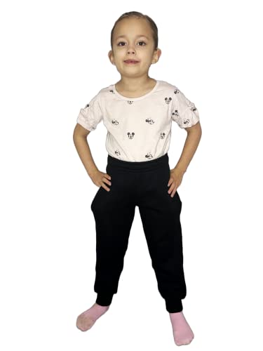 Boys Girls Kids Plain Jogging Sports Tracksuit Bottoms Joggers PE School [5-6 Years,Black]