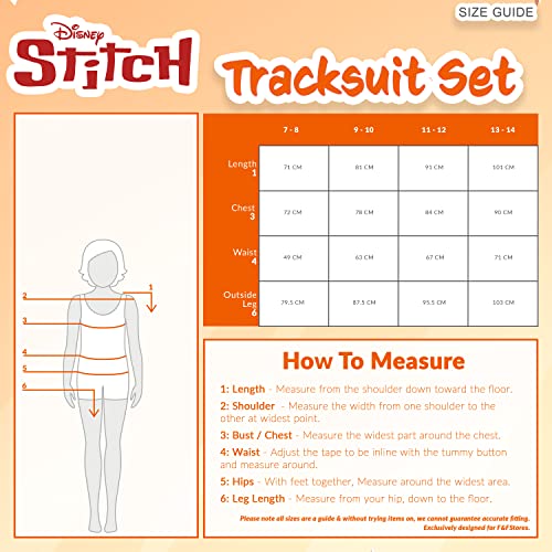 Disney Stitch Girls Tracksuit 2 Piece Cropped Hoodie or Sweatshirt and Joggers Girls Teenagers 4-15 Years Stitch Gifts (Pink/Blue, 11-12 Years)