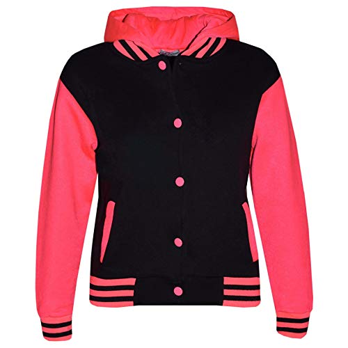 A2Z 4 Kids� Kids Tracksuit Girls Boys Baseball - T.S B.B Plain Black & Neon Pink 11-12