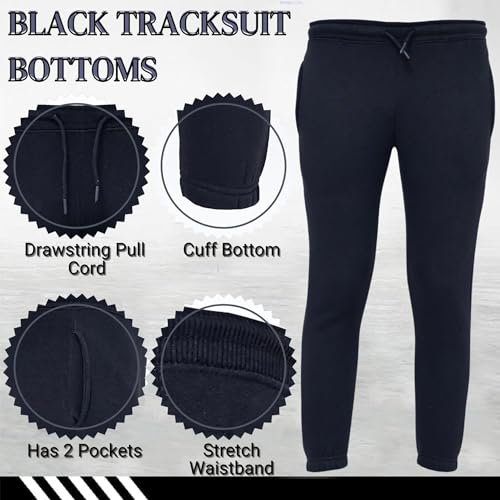 Kid's Jogger Sweatpants, Soft Cotton Pants, Athletic and Lightweight Pants for Boys and Girls (UK, Age, 5 Years, 6 Years, Regular, Black)