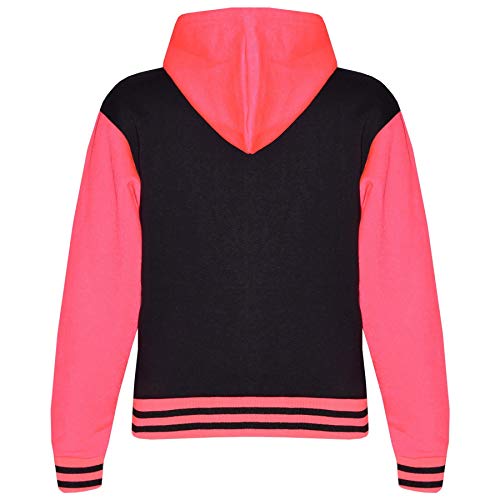 A2Z 4 Kids� Kids Tracksuit Girls Boys Baseball - T.S B.B Plain Black & Neon Pink 11-12