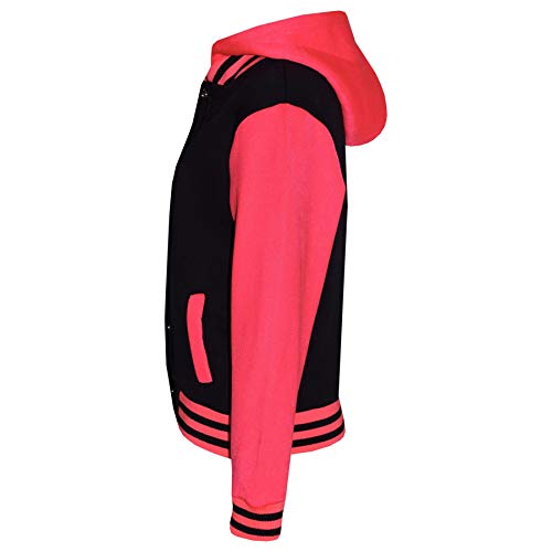 A2Z 4 Kids� Kids Tracksuit Girls Boys Baseball - T.S B.B Plain Black & Neon Pink 11-12
