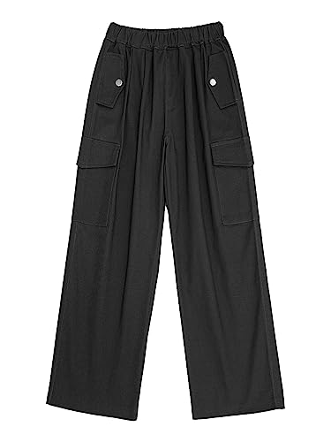 CHICTRY Kids Girls Outdoor Cargo Pants Street Hip Hop Dance Trousers Athletic Hiking Sports Workout Joggers Sweatpants Black 13-14 Years