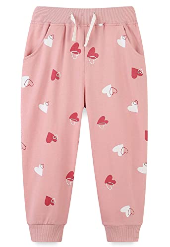 TEDD Girls Trousers Cotton Rainbow Pattern Sweatpants School Jogging Tracksuit Harem Pants with Pockets for Kids Age 4-5 Years