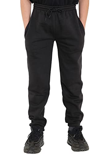 Bonjour Kids Boys Girls Childrens School Jog Pants Sports Games Fleece PE Joggers Trouser Jogging Tracksuit Bottoms Football 3-13 Years Black