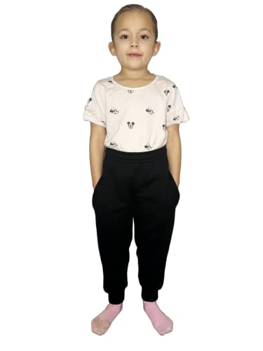 LUXFAB Kids Fleece Jogging Bottoms Boys Girls Sports PE Joggers Children Unisex Casual Fleece Pull On Trousers School Play Tracksuit Classic Bottom Soft Jog Pants Black