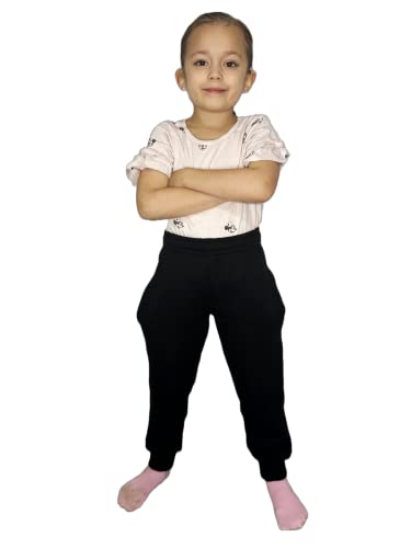 LUXFAB Kids Fleece Jogging Bottoms Boys Girls Sports PE Joggers Children Unisex Casual Fleece Pull On Trousers School Play Tracksuit Classic Bottom Soft Jog Pants Black