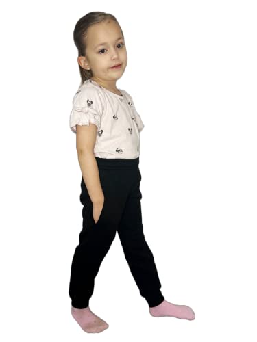 LUXFAB Kids Fleece Jogging Bottoms Boys Girls Sports PE Joggers Children Unisex Casual Fleece Pull On Trousers School Play Tracksuit Classic Bottom Soft Jog Pants Black